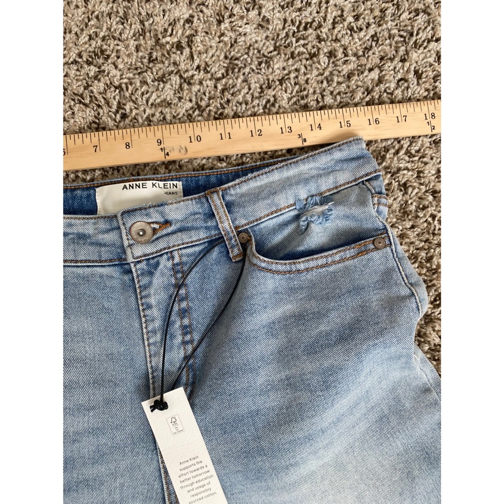 Anne Klein Jeans Womens 8 Straight Leg Pink Dip Dye Ombre Raw Hem Light Wash - Picture 4 of 8